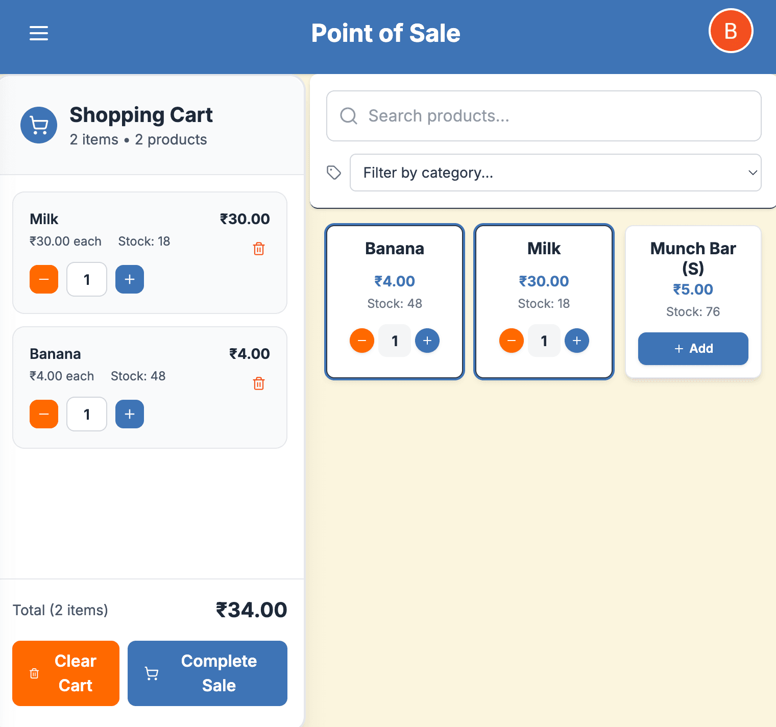 Desktop dashboard view